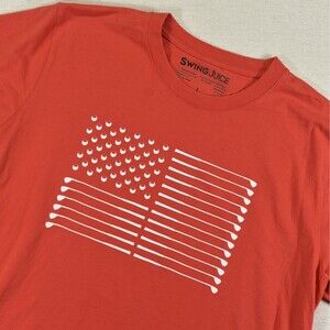 Swing Juice Mens Shirt Large L Golf Clubs American Flag Graphic Tee Red